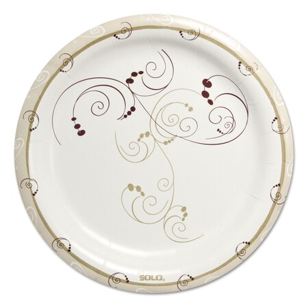 Dart Symphony Heavyweight Paper Dinnerware, 9", White/Beige/Red, PK500 HP9S-J8001